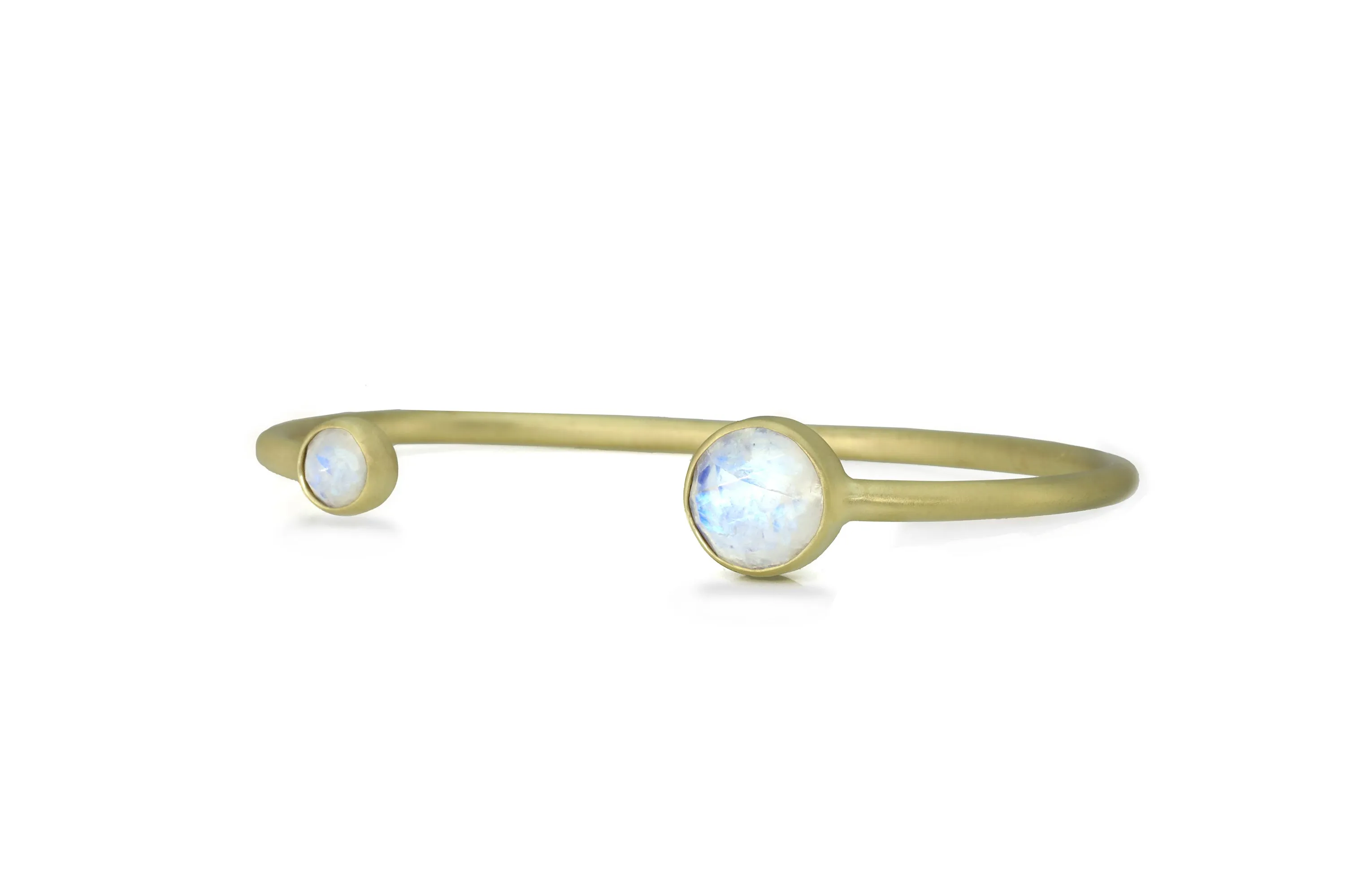Multistone Bezel Set Rainbow Moonstone Cuff Bracelet in Gold