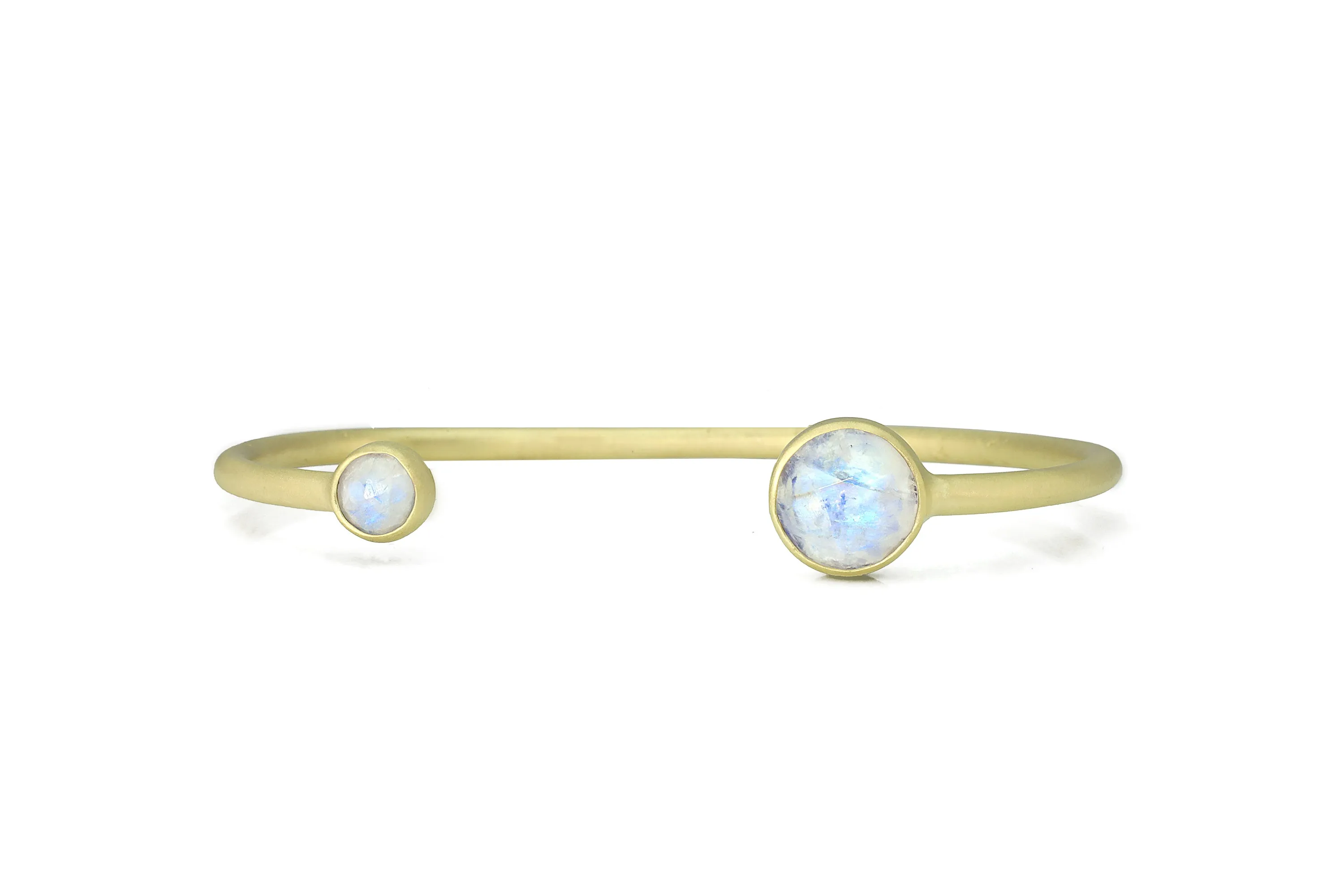 Multistone Bezel Set Rainbow Moonstone Cuff Bracelet in Gold