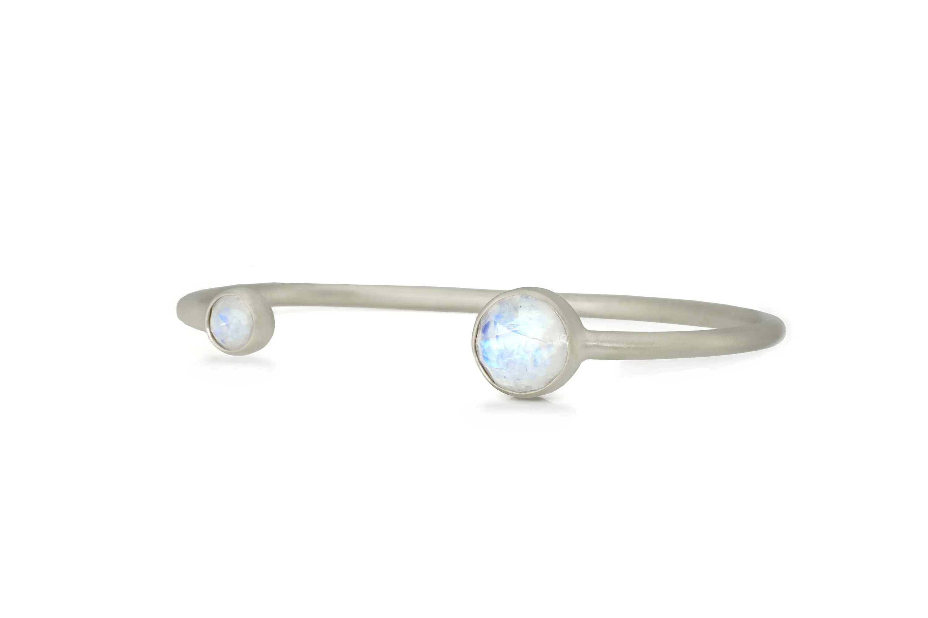 Multistone Bezel Set Rainbow Moonstone Cuff Bracelet in Gold
