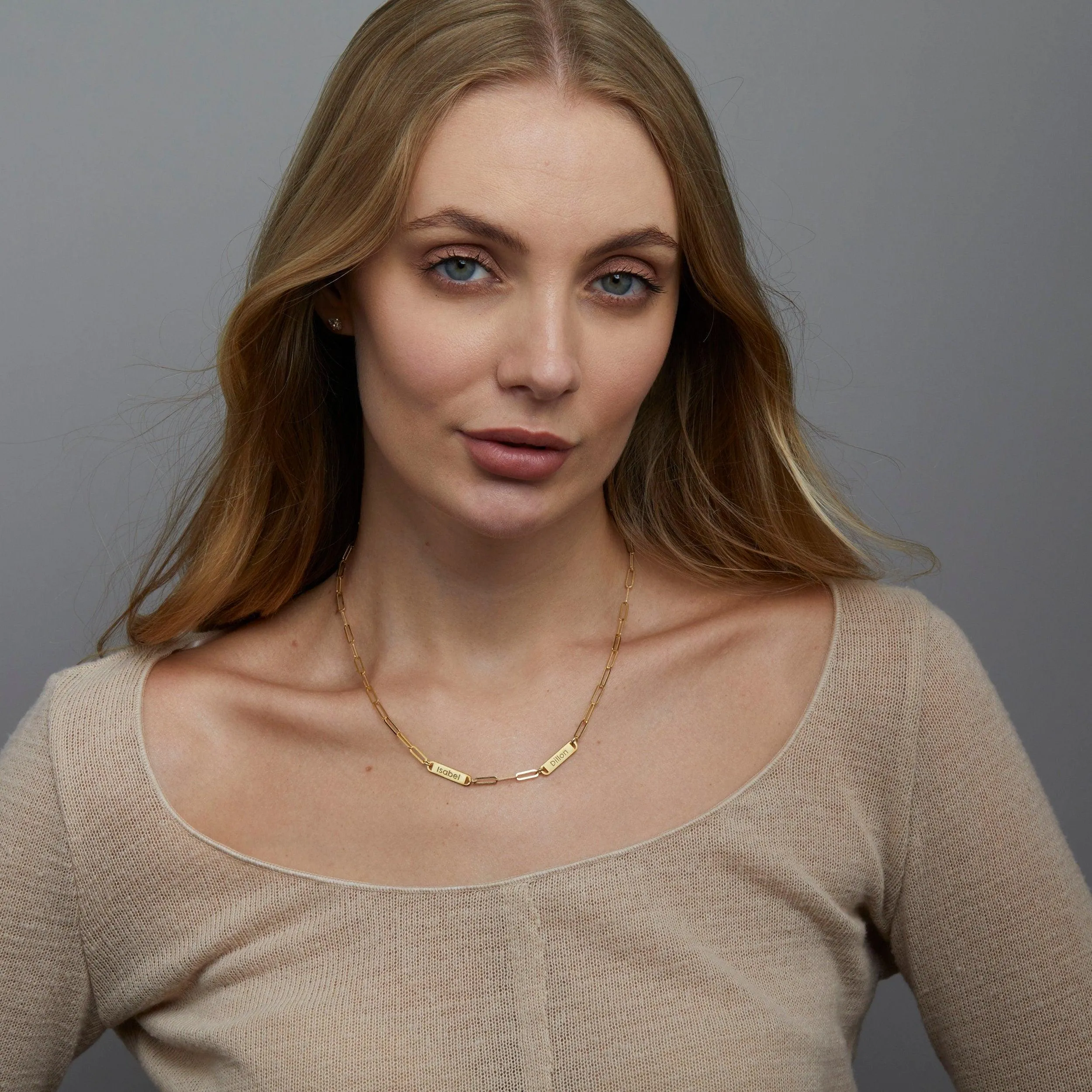 Name Necklace with Paperclip Chain - 18K Gold Vermeil