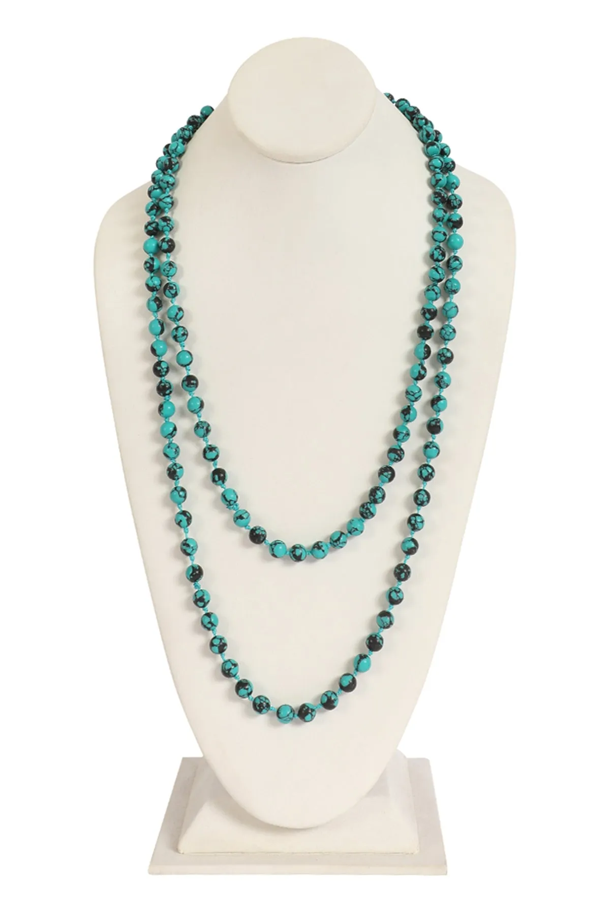 Natural Stone Long Beaded Necklace Turquoise Blue - Pack of 6