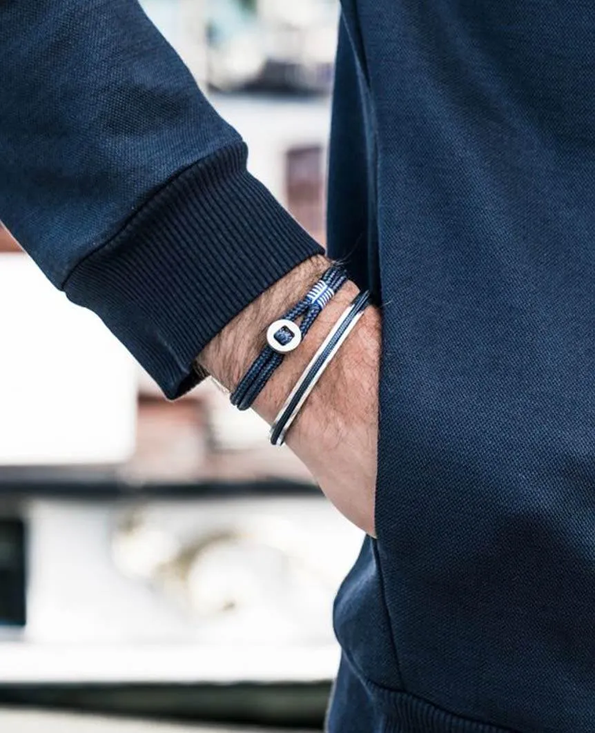 Navarch 6 2mm Round Rope Bracelet Navy Silver