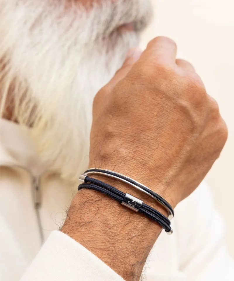 Navarch Cuff Bracelet 4mm in Navy/Silver