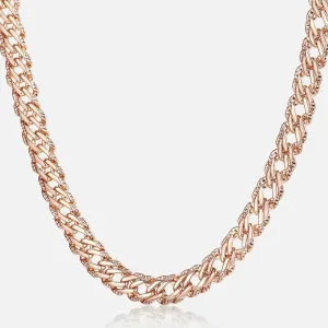 Necklaces for Women Men 585 Rose Gold Color Curb Link Chain Necklace