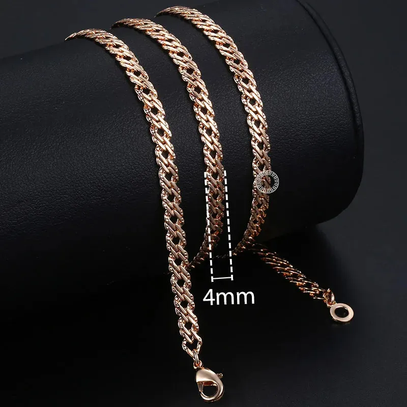 Necklaces for Women Men 585 Rose Gold Color Curb Link Chain Necklace