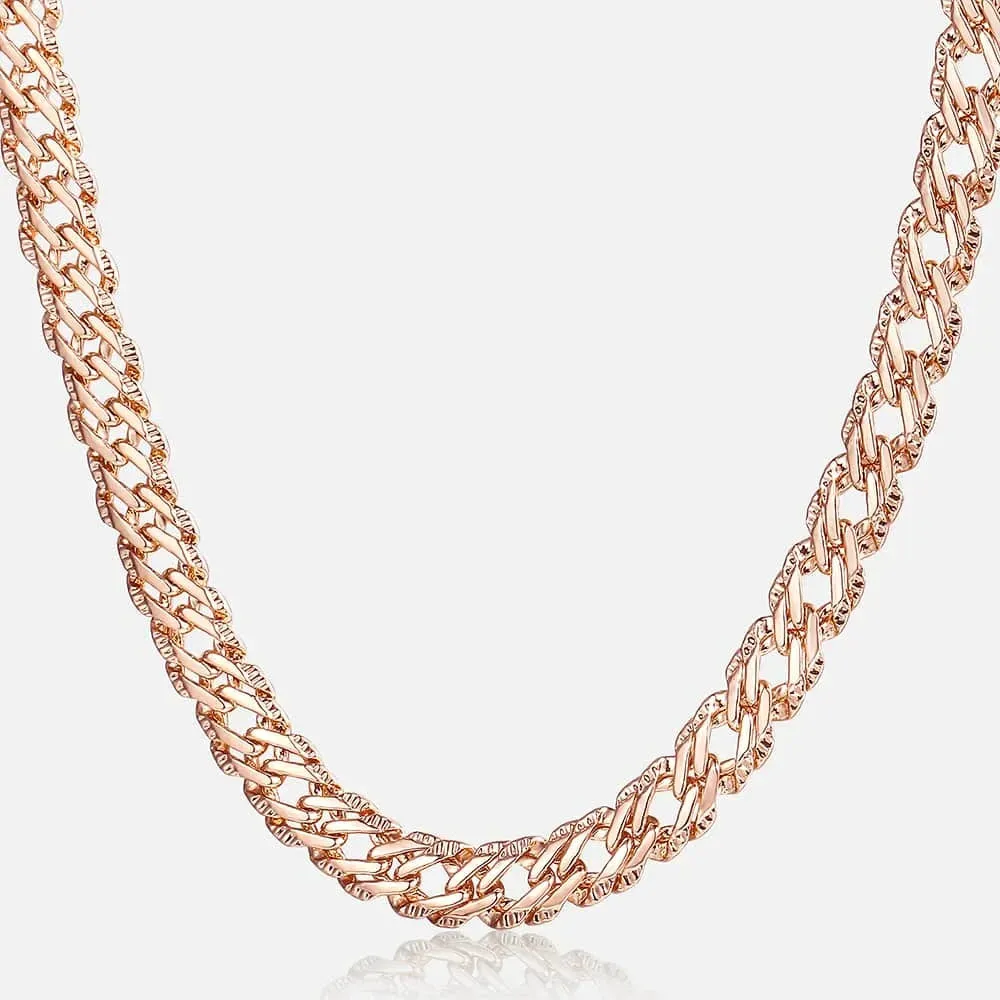 Necklaces for Women Men 585 Rose Gold Color Curb Link Chain Necklace