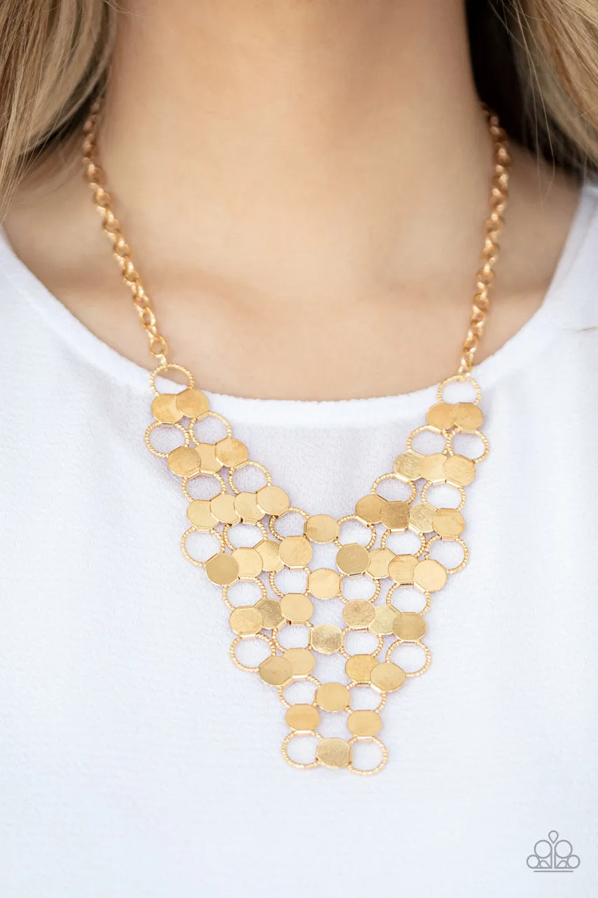 Net Result Gold Paparazzi Necklace