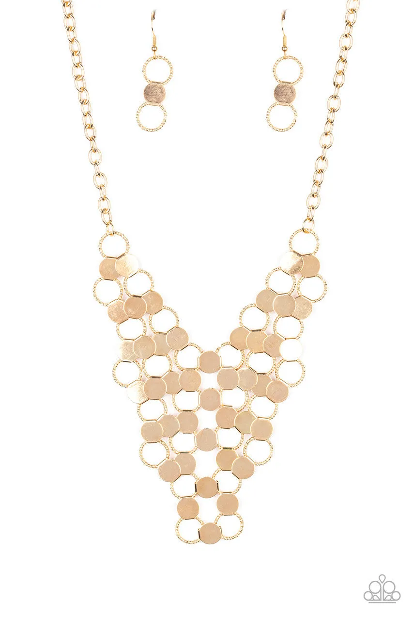 Net Result Gold Paparazzi Necklace