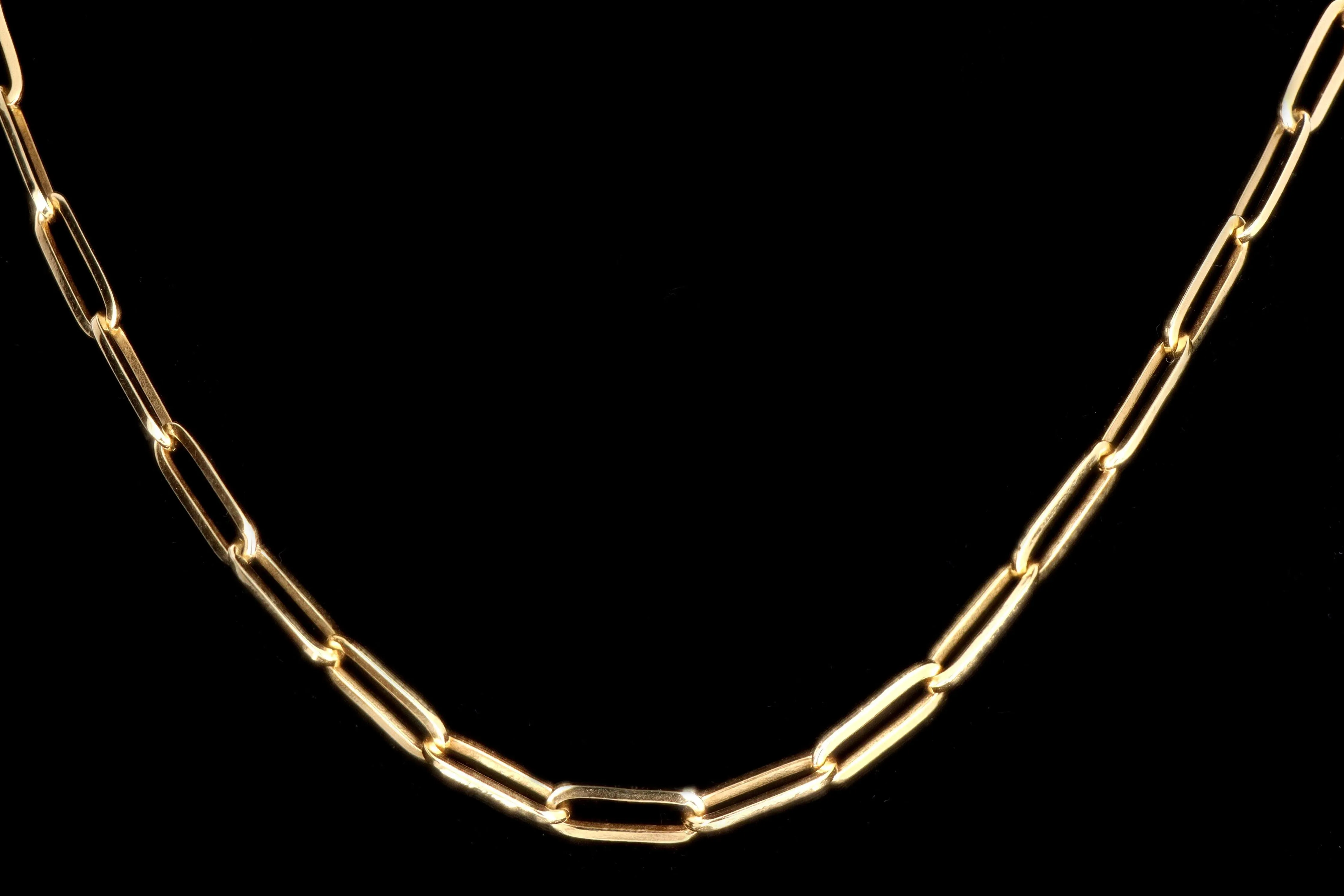 New 14K Gold Medium 3.85mm Paperclip Chain Necklace