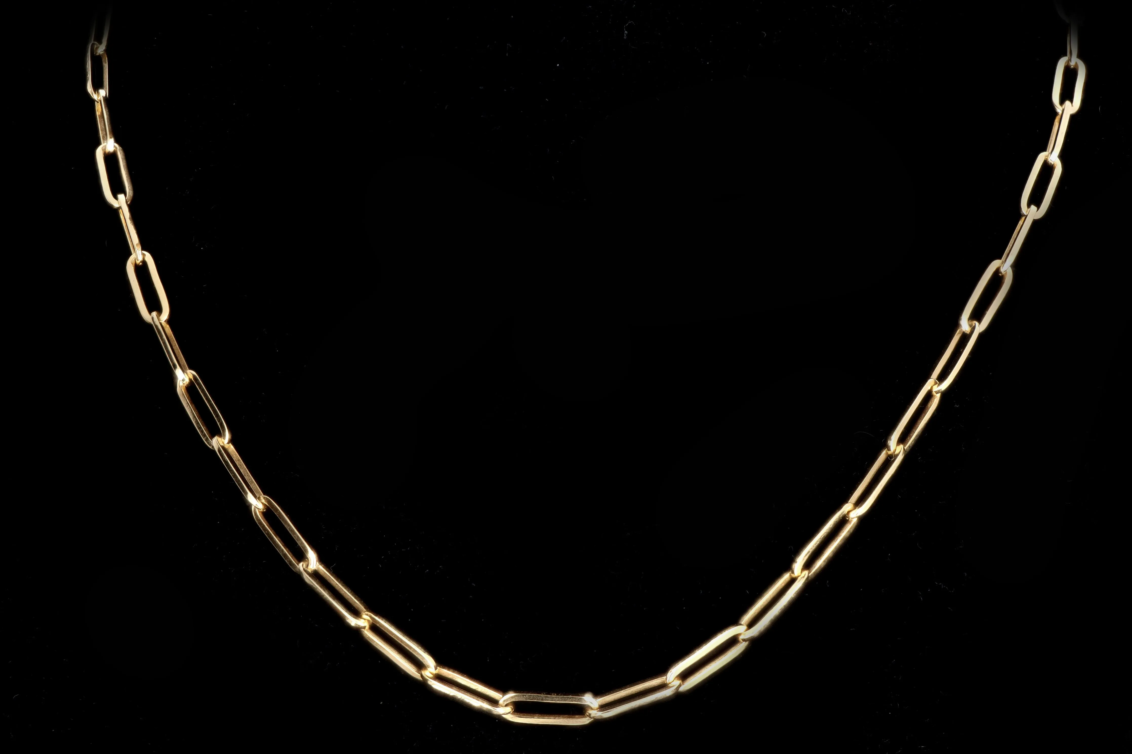 New 14K Gold Medium 3.85mm Paperclip Chain Necklace