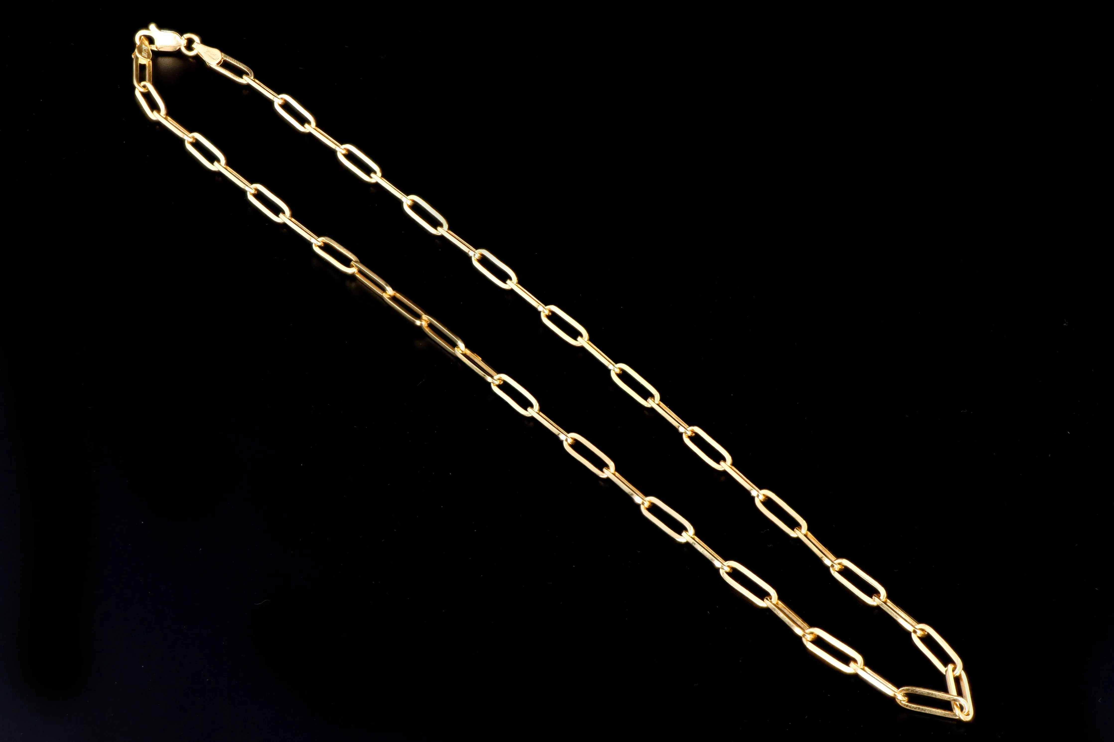 New 14K Gold Medium 3.85mm Paperclip Chain Necklace