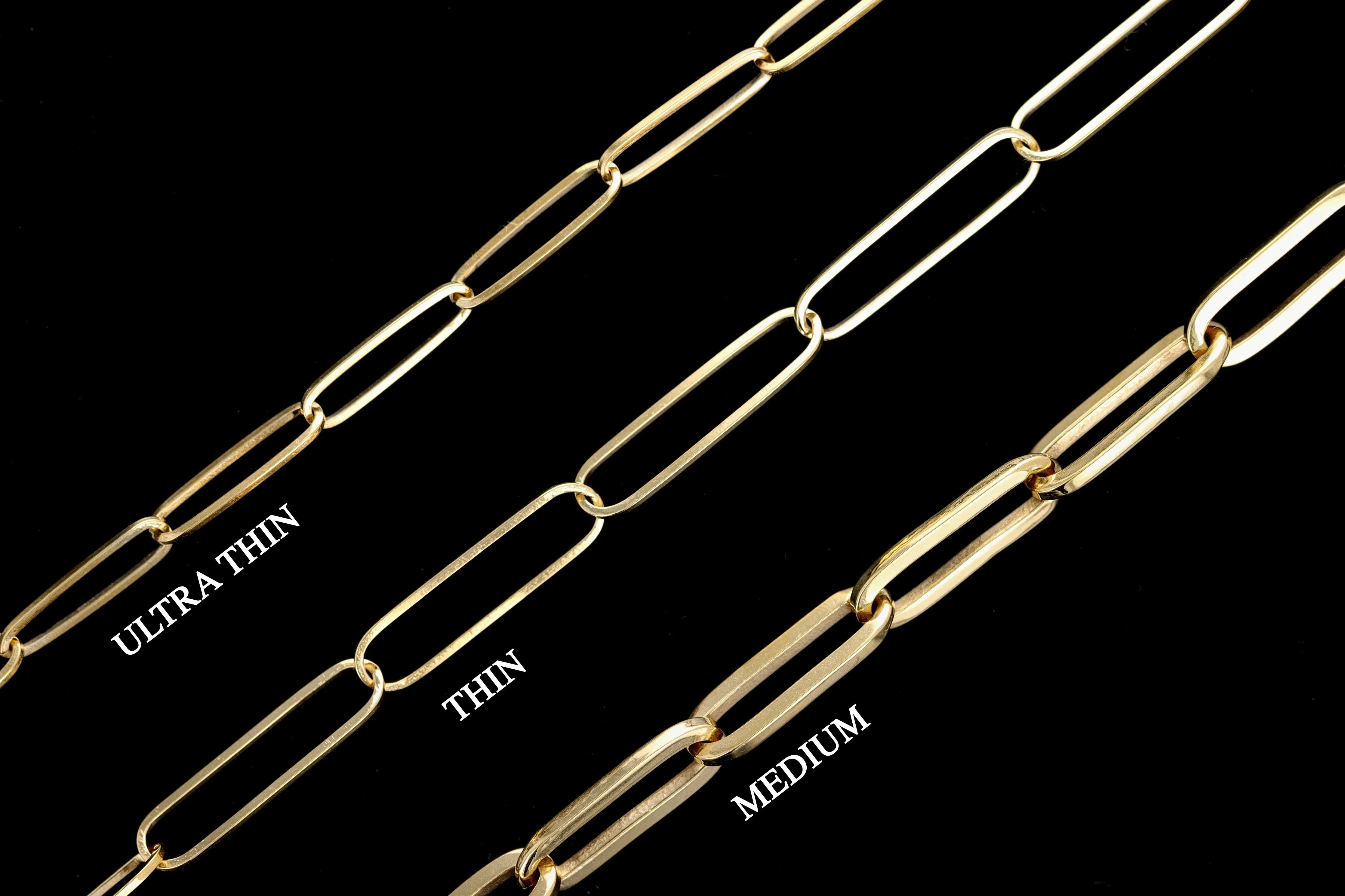 New 14K Gold Medium 3.85mm Paperclip Chain Necklace