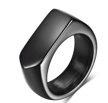 NEW DESIGN - Stainless Steel Signet Rings- Gold / Black and Stainless