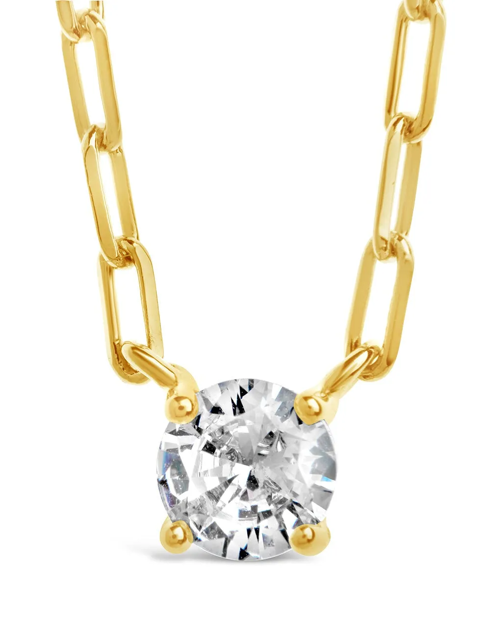 Nicole CZ Pendant Paperclip Chain Necklace
