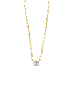 Nicole CZ Pendant Paperclip Chain Necklace