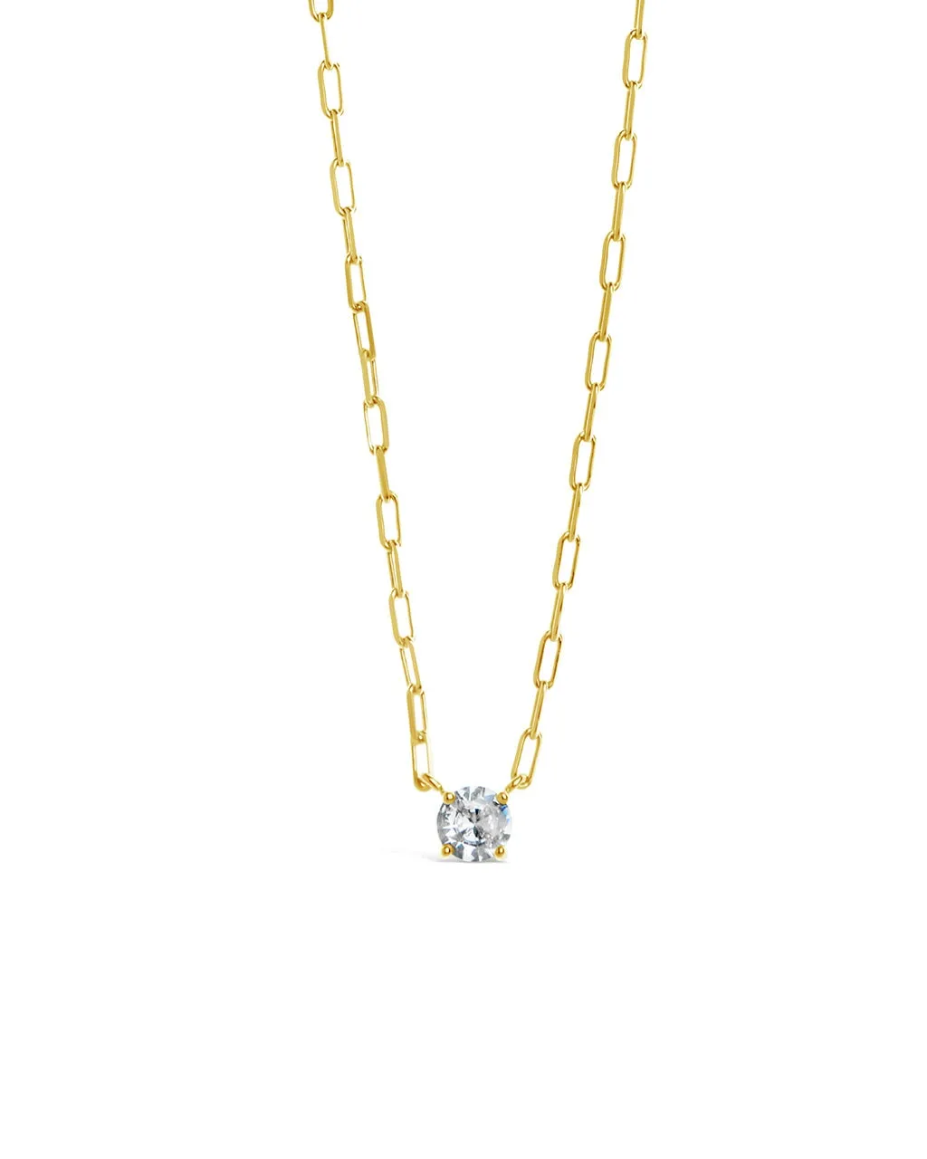 Nicole CZ Pendant Paperclip Chain Necklace