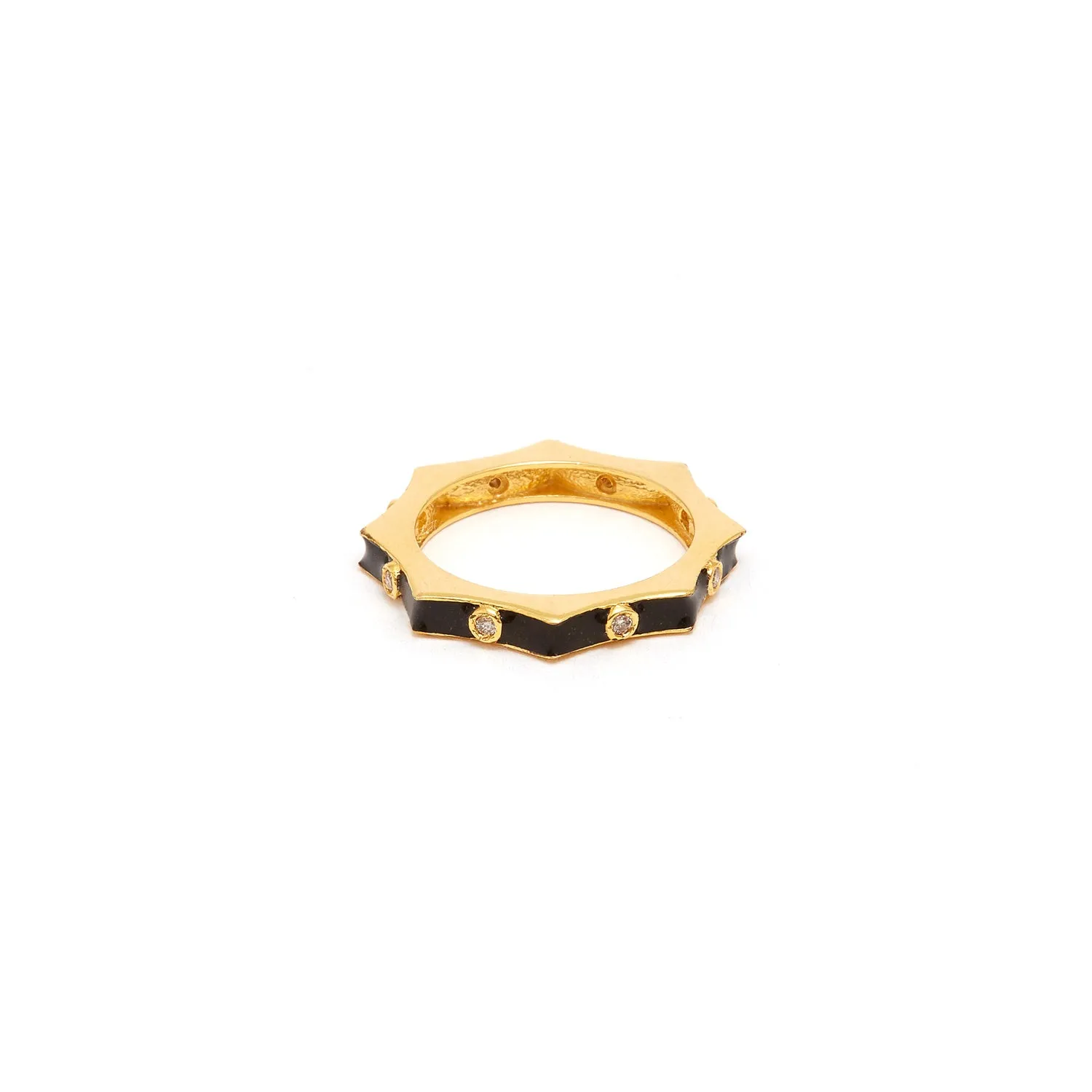 Nikki Star Black Enamel Diamond Ring