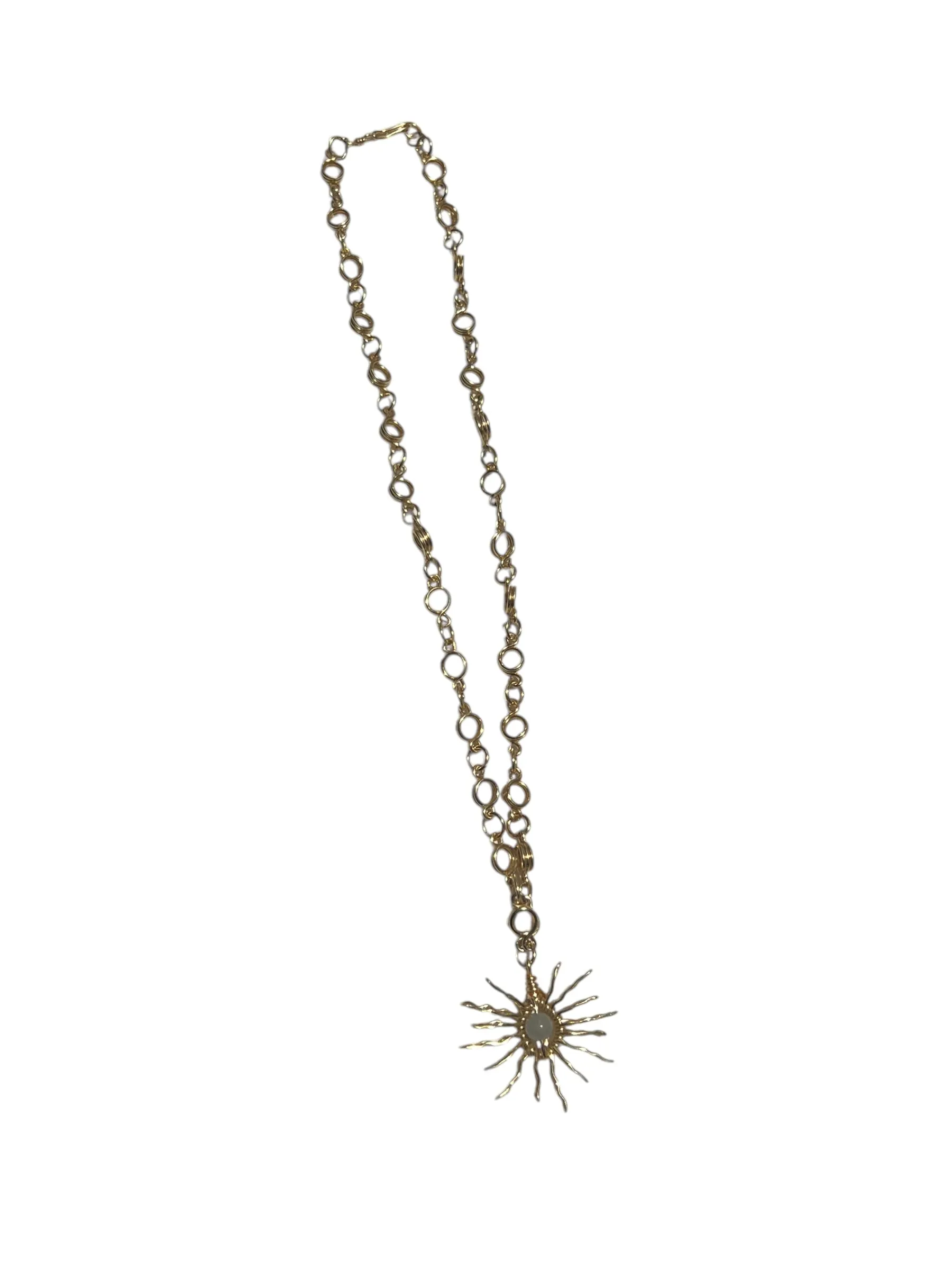 NIS Designs - Hand linked Necklace (Aquamarine Stone)