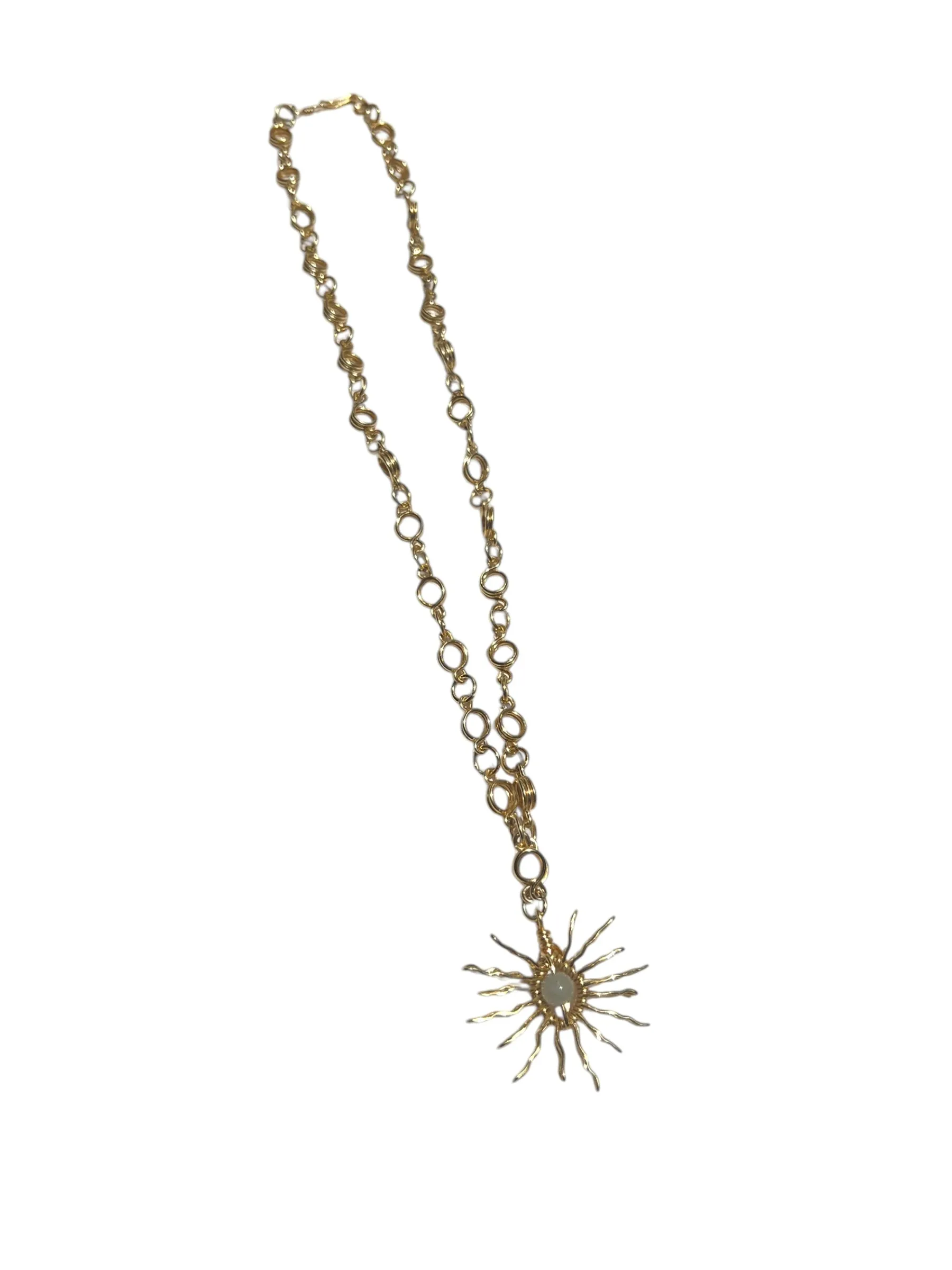NIS Designs - Hand linked Necklace (Aquamarine Stone)