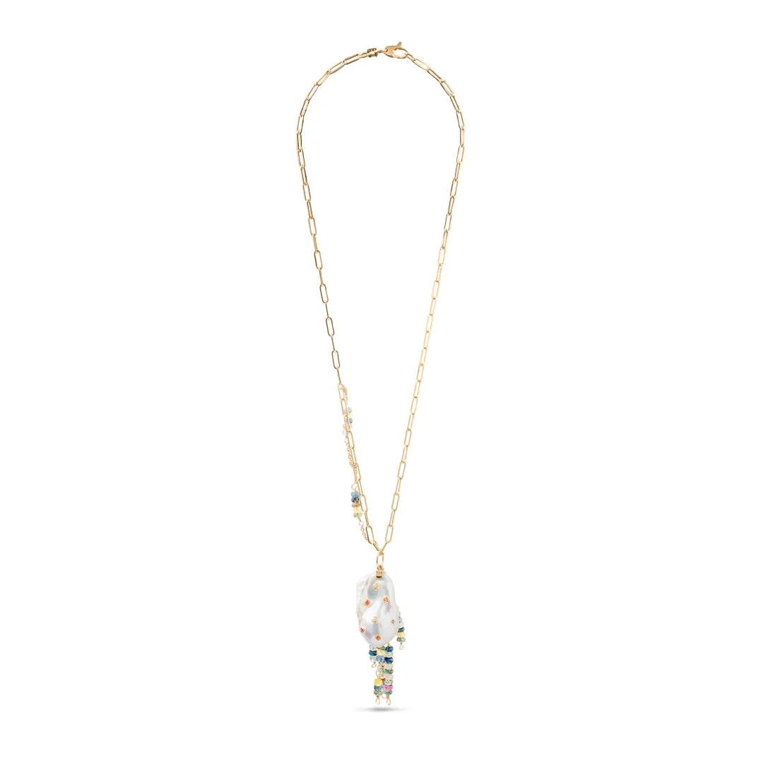 Oasis Gold Rainbow Sapphire Paperclip Necklace
