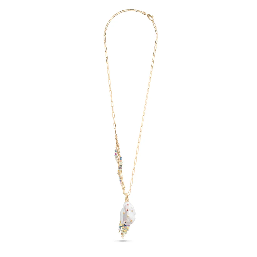 Oasis Gold Rainbow Sapphire Paperclip Necklace