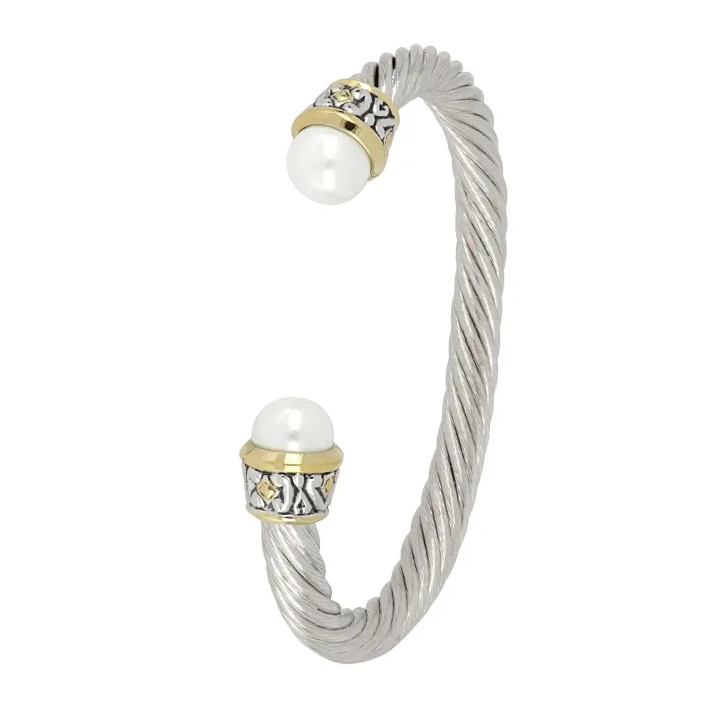 Ocean Images Collection - Large Pearl Wire Cuff Bracelet