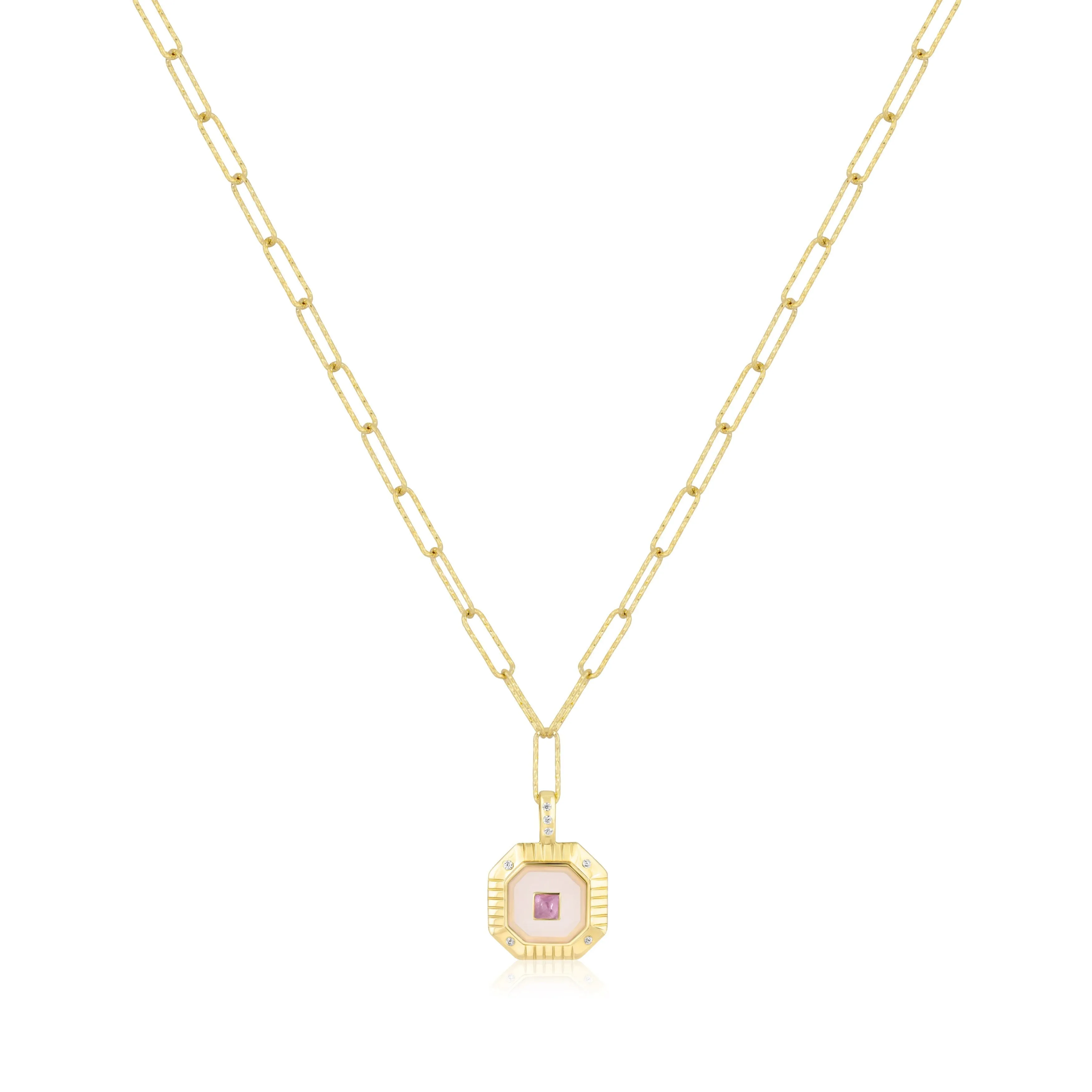 octagon charm necklace | double stone