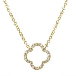 Open Clover 14K Diamond Necklace