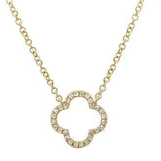 Open Clover 14K Diamond Necklace