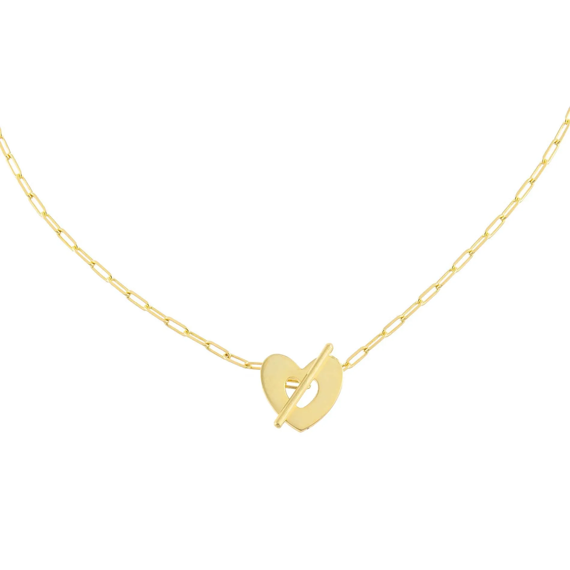 Open Heart Toggle Link Necklace