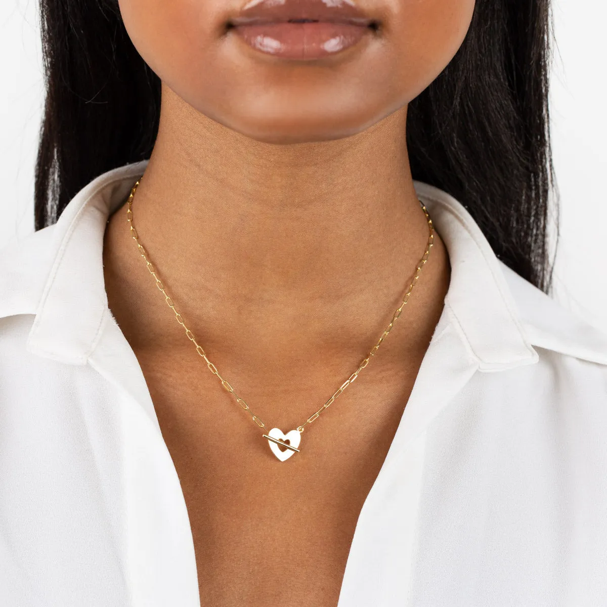Open Heart Toggle Link Necklace