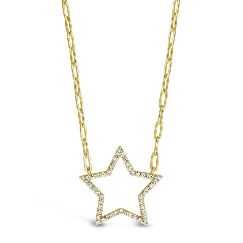 Open Star in Paperclip Necklace