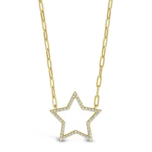 Open Star in Paperclip Necklace
