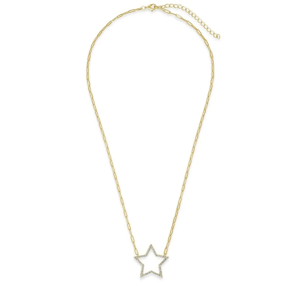 Open Star in Paperclip Necklace