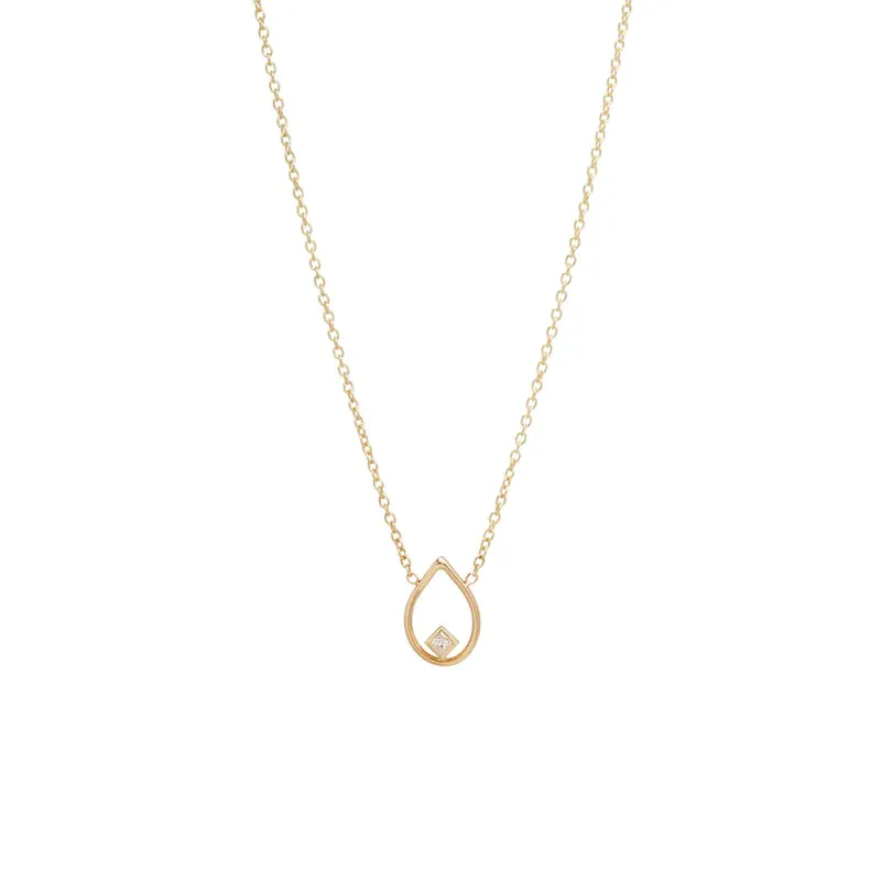 Open Tear Princess Diamond Necklace