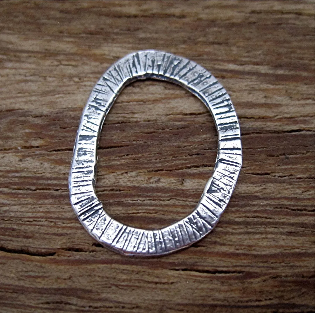 Organic Textured Closed Jewelry Link in Sterling Silver (one)