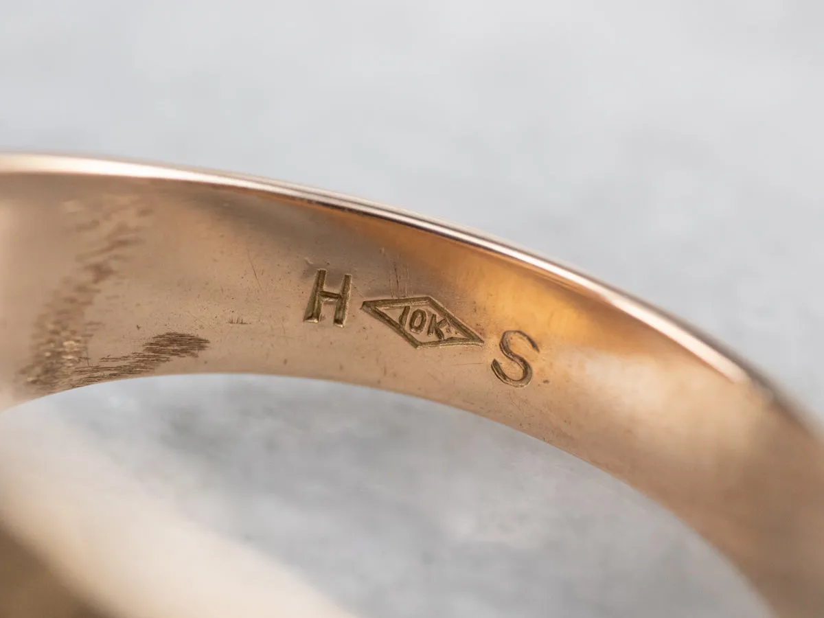 Ornate Gold "TJA" Engraved Signet Ring