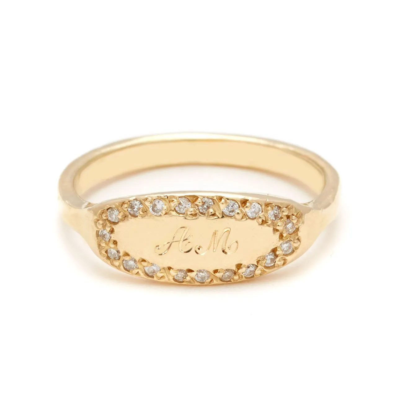 Oval Diamond Signet Ring