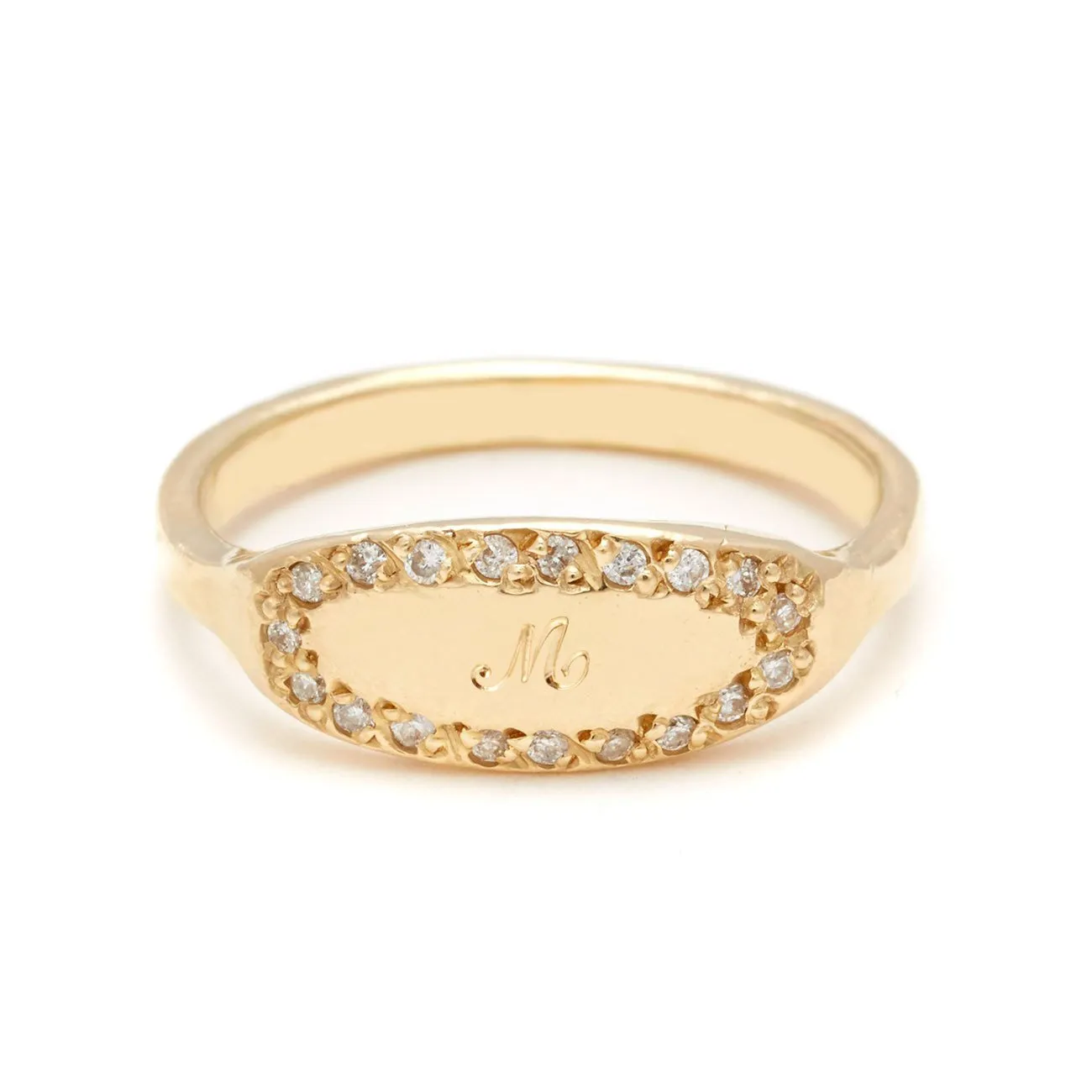 Oval Diamond Signet Ring