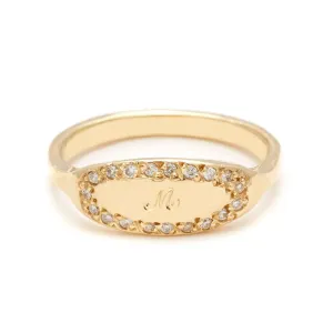Oval Diamond Signet Ring