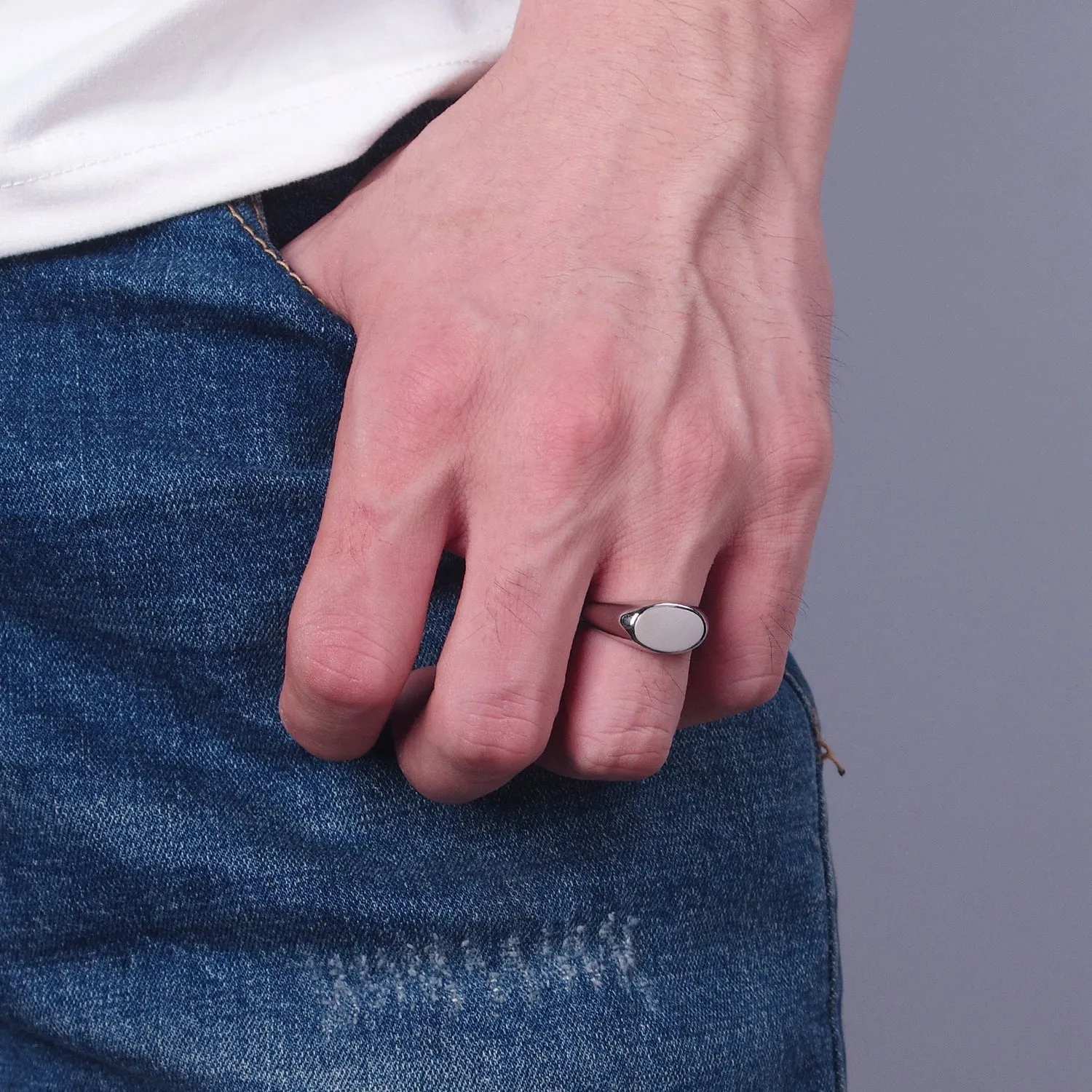 Oval Pinky Signet Ring, Stainless Steel Classic Signet ring, Pinky ring, Oval ring Minimalist Jewelry S-041 ~ S-044