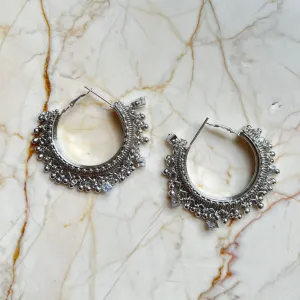 Oxidised Jhumka Bezel - Hoop