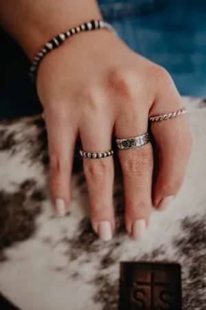 Oxidized Ball Sterling Stacker Ring (Sized)