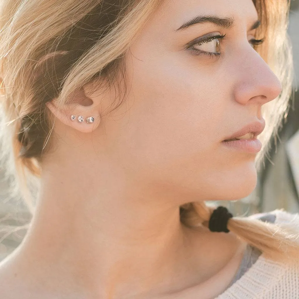 Pair of Screw Back Surgical Steel White CZ Stud Earrings