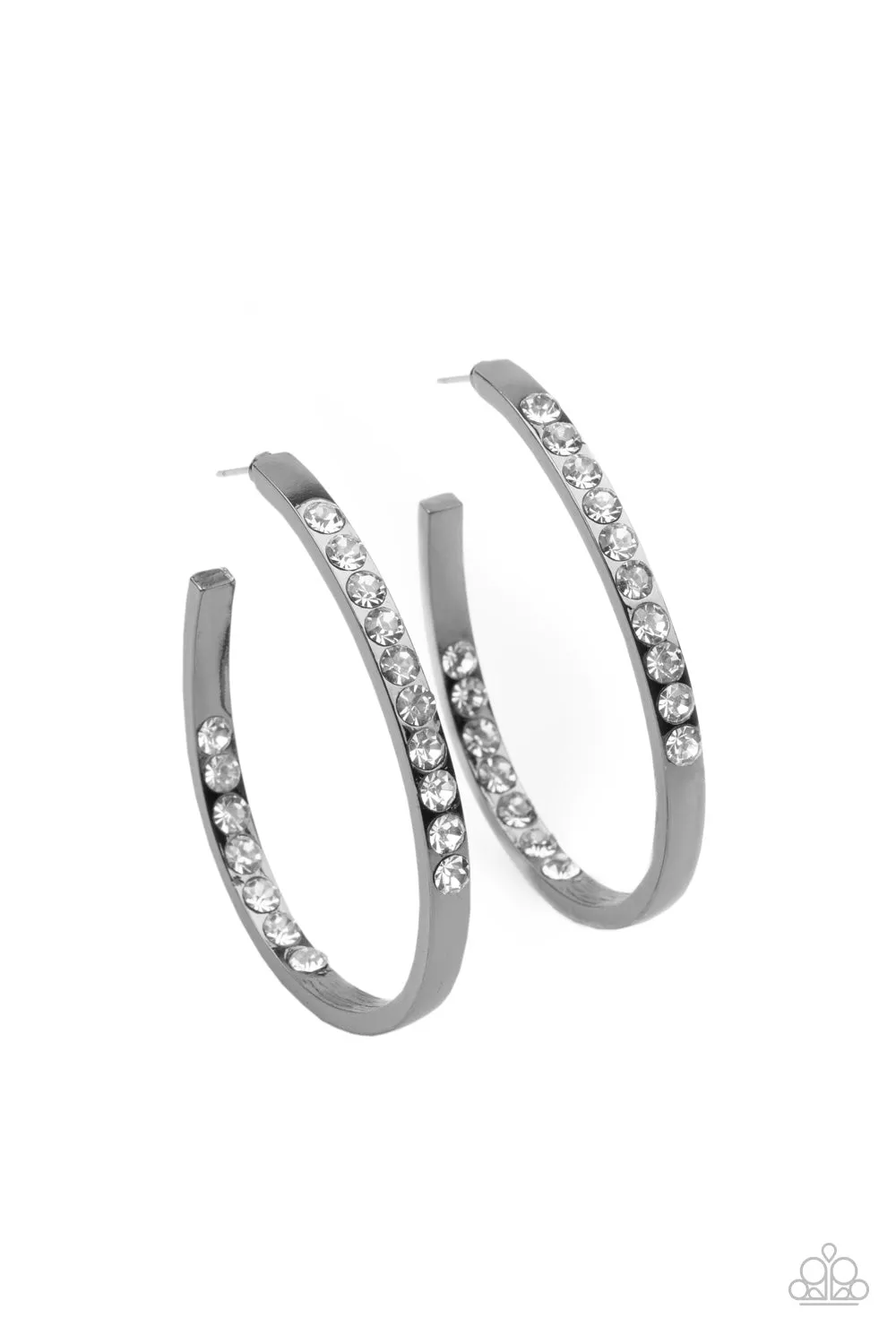 Paparazzi Borderline Brilliance - Black Hoop Earrings