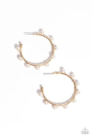 Paparazzi Night at the Gala - Gold Pearl Earrings