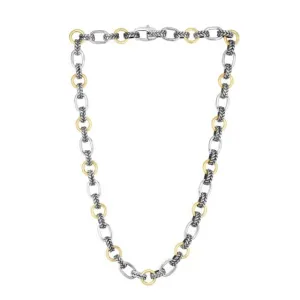 Paperclip Cable Link Necklace 18k Gold And  Sterling Silver