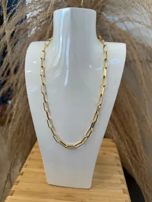 Paperclip Chain Necklace - Gold 18"