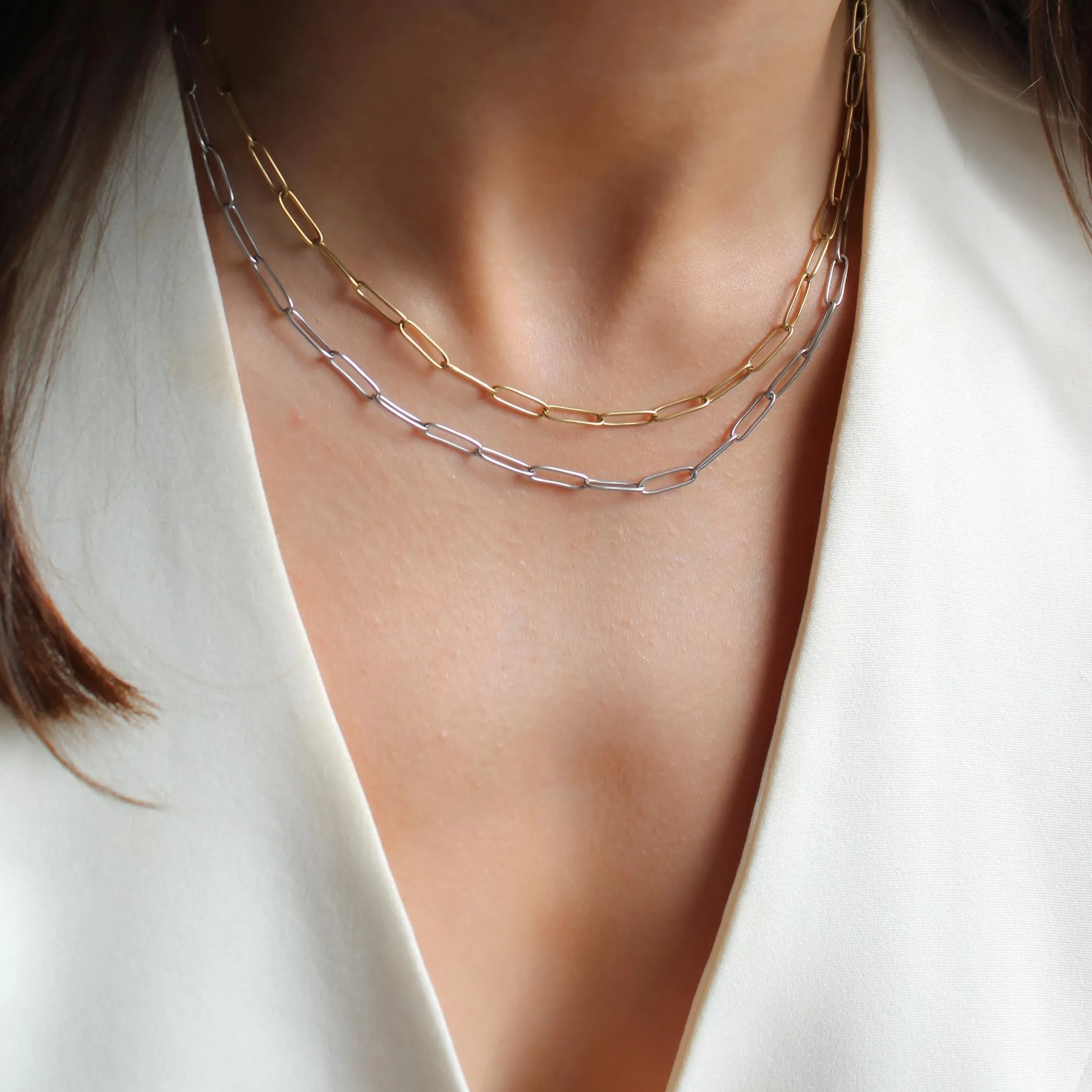 Paperclip Chain Necklace, Gold