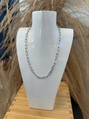 Paperclip Chain Necklace - Silver 18"